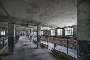 German Democratic Republic History Image Prints: Empty cowshed of a former LPG of the GDR