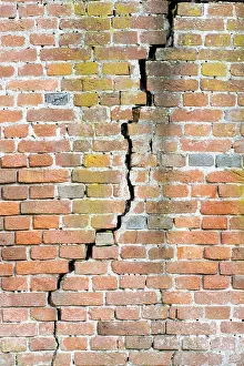 Old Stone Walls Prints: Cracked brick wall