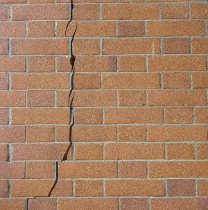 Deserted Building Prints: Cracked brick wall