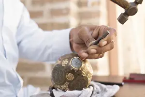 Traditional Arts And Crafts Prints: Craftsman engraving patterns on the jug
