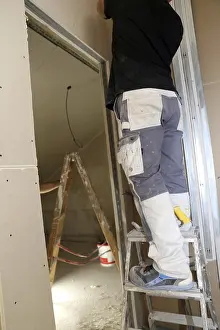 Construction Site Work Prints: Craftsmen doing drywall work