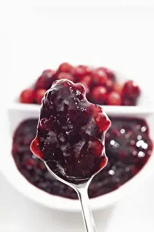 Fruity Food Photography Prints: Cranberry jam on a spoon