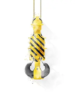 Handicraft Industry Tools Prints: Crane hook vector over whtie background