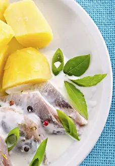 Appetizing Seafood Dish Prints: Cream herring