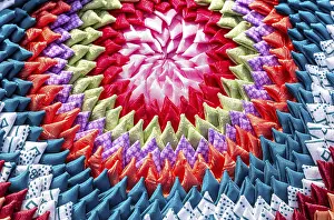 Creative Background Texture Prints: Creative background from handmade multicolored doormat
