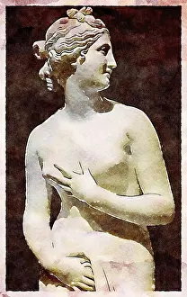 Ancient Roman Goddess Prints: Creative illustration of Venus statue