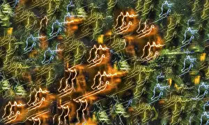 Prints of Creative shot, abstract, dancing light, night shot, light reflections, blurred, zoom, creative, colourful, colourful, all over, background, pattern, pattern, art, wrapping paper, design, artistic Seahorse Prints: Colourful Dancing Light Print, Germany