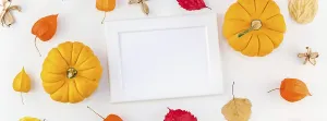 Autumn Composition Prints: Creative Top view flat lay autumn composition