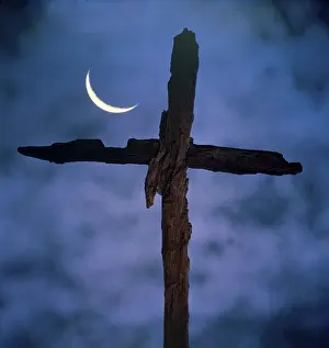 Christian Symbolism Prints: Cross with crescent moon