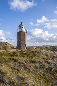 North Sea Coastal Scene Prints: Cross light, lighthouse on sand dune