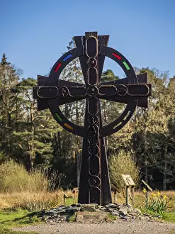 Uninhabited Scottish Village Prints: Cross in the pilgrimage pathway