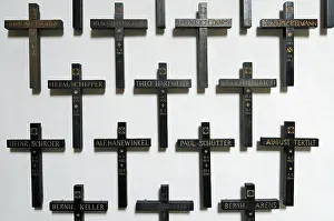 War Memorial Germany Prints: Many crosses, war memorial for the missing and the dead