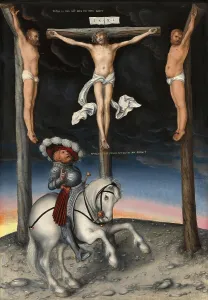 Lucas Cranach Elder Paintings Prints: The Crucifixion with the Converted Centurion