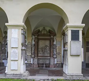 Round Arch Architecture Europe Prints: Crypt arcades, grave counters in the arcade of St