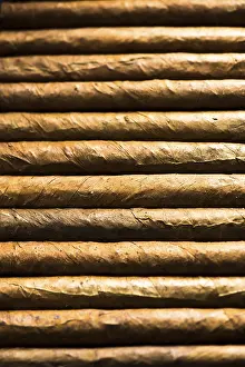 Deserted Abbey Buildings Prints: Cuban cigars background from above