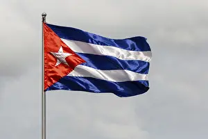 Cuban Flag Prints: Cuban flag blowing in wind