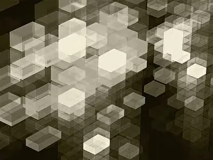 Digital Art Prints: Abstract Cubes Print - Fractal Geometry Background