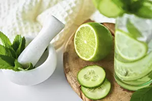 Refreshing Summer Drinks Prints: Cucumber, lime and mint lemonade