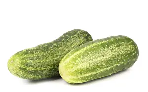 White Background Vegetables Prints: Two cucumbers. Isolated on a white background