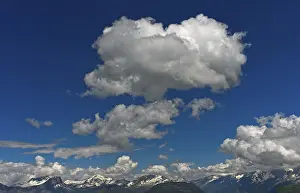 French Alps Landscape Photography Prints: Cumulus clouds over mountain range