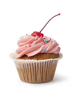 Plain Colored Background Prints: Cupcake on a white background