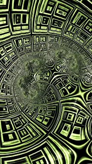 Computer Generated Background Prints: Curved grid - abstract computer-generated image