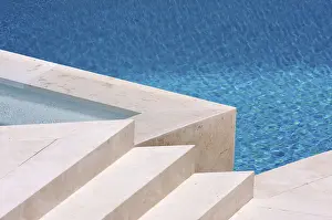 Leisure Time Activities Prints: Custom luxury pool and steps abstract