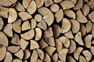Firewood Stack Prints: Cut firewood stack logs as pattern background