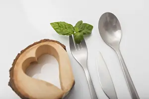 Minimal Cutlery Design Prints: Cutlery on white table. Minimal designed fork