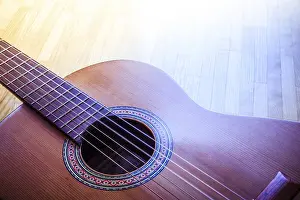 Musician Studio Shot Prints: Cutout of a classical guitar corpus and strings