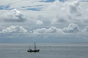 Schleswig Holstein Boat Prints: Cutter in front of Busum, clouds