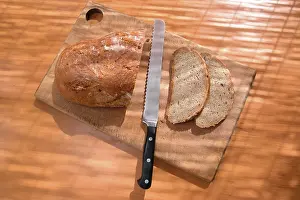 Coloured Food Photography Prints: Cutting bread