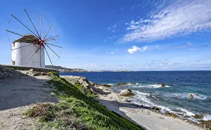Aegean Sea Windmill Prints: Cycladic windmill on the coast