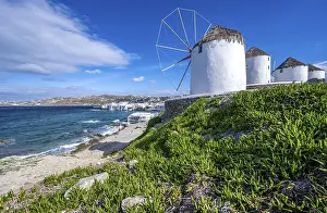 Aegean Sea Windmill Prints: Cycladic windmills on the coast