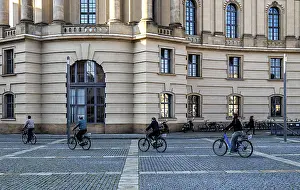 Berlin Mitte Prints: Cyclists on Friedrich-Ebert-Platz in Berlin Mitte