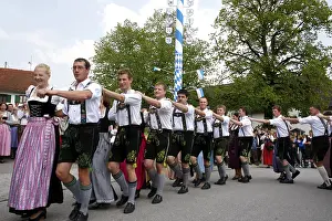 German Maypole Tradition Prints: Dance around the maypole in Eurasburg