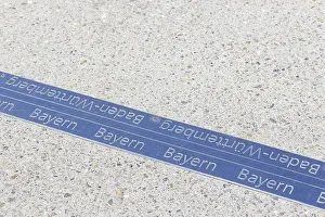 Central Europe Border Station Prints: Danube bridge with border marker