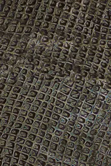 Images Dated 9th June 2024: Dark Abstract Geometric Print with Textured Squares