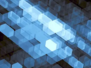 Scientific Research Background Image Prints: Dark blue background - abstract computer-generated 3d illustration