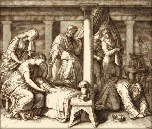 Biblical Depiction Prints: The death of Bathsheba's first child with David