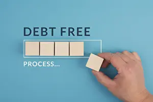 Empty Financial Market Scene Prints: Debt free in process, loading bar