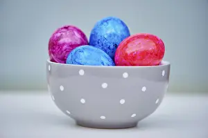 Easter Decoration Germany Prints: Decoration with colourful eggs for easter, Germany