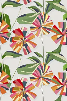 Geometric Decorative Item Prints: Decorative abstract flowers vector seamless pattern