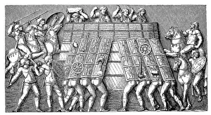Marcus Aurelius Column Prints: Defence of a Germanic fortification against an attack by the Romans