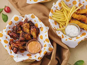 Fast Food Meal Ideas Prints: Delectable spread of chicken wings