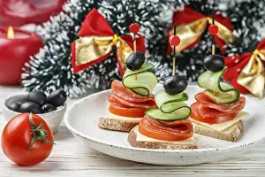 Christmas Appetizers Prints: Delicatessen appetizer of bread