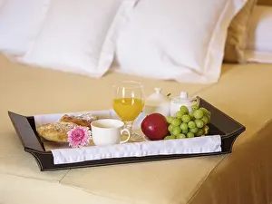 Delicious Desserts Prints: Delicious breakfast in bed with fruit