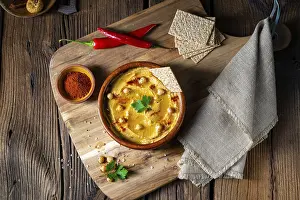 Vegan Diet Options Prints: Delicious hummus paste with lemon and chilli