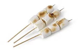 White Background Desserts Prints: delicious marshmallows isolated on a white background