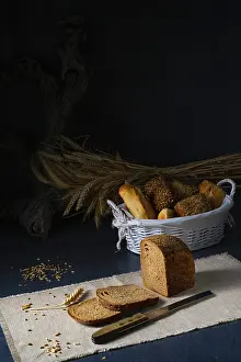 Brown Bread Prints: Delicious rye bread on the table
